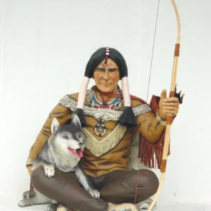 Leen van Dam Decoraties - Zittende Indiaan met wolf
