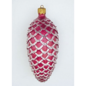 Leen van Dam Decoraties - Kerstbal Dennenappel rood met zilver 1.04 m