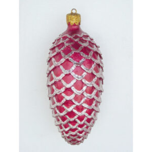 Dennenappel rood met zilver