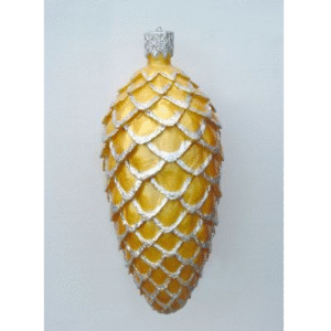 Leen van Dam Decoraties - Kerstbal dennenappel goud met zilver 65 cm