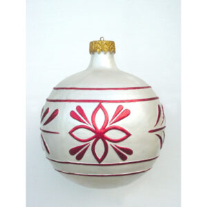 Kerstbal wit met rood 68 cm