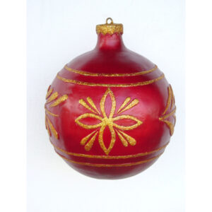 Kerstbal rood met goud 40 cm