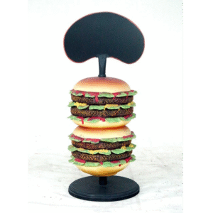 Leen van Dam Decoraties - Broodje Hamburger met schrijfbord