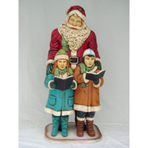 Kerstman met kinderen Levensgroot