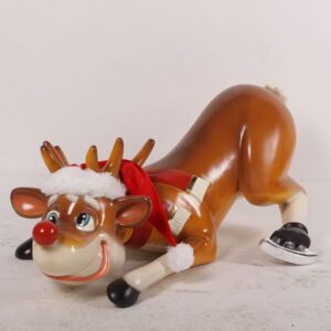 Grappig schaatsend rendier