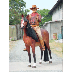 Leen van Dam Decoraties - Cowboy met paard levensgroot