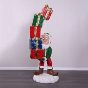 Elf met stapel cadeaus
