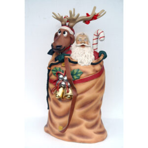Kerstman met rendier in zak