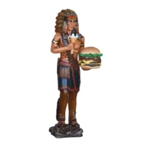 Leen van Dam Decoraties - Indiaan met Hamburger en ijsje Levensgroot