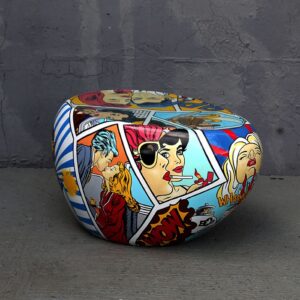 Pop-Art Steen gekleurd te gebruiken als tafel
