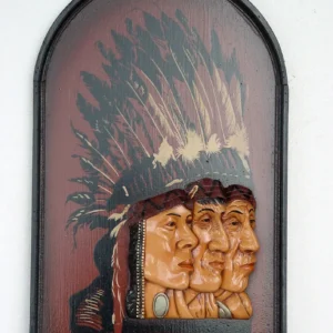 Leen van Dam Decoraties - Pubbord 3 gezichten indianen