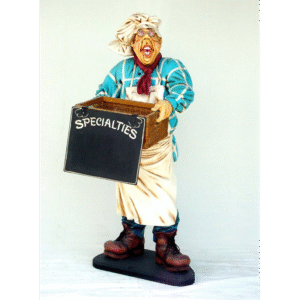 Leen van Dam Decoraties - Grappige Bakker met mandje en krijtbord
