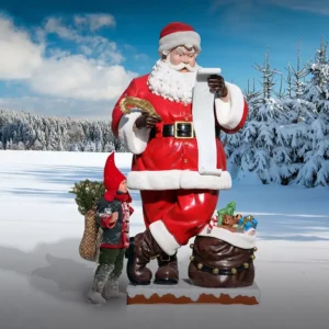 Leen van Dam Decoraties - Kerstman met wensenlijst en cadeautjes 9 ft.