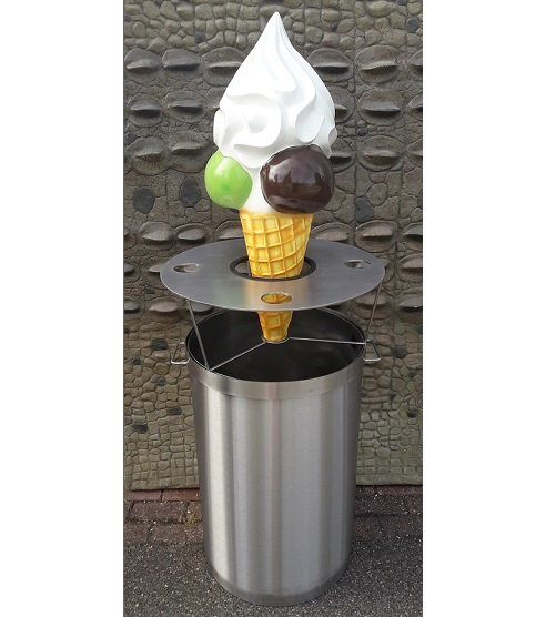 Leen van Dam Decoraties - RVS afvalbak met softijsje